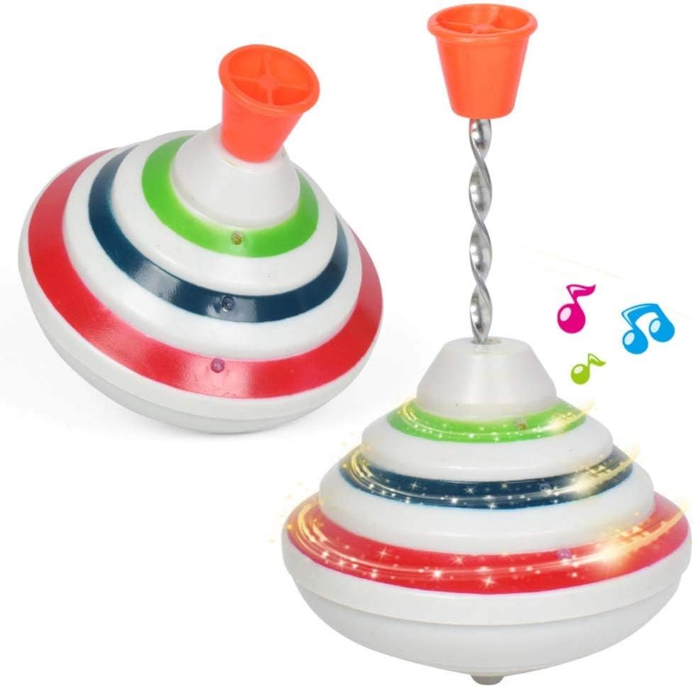 Large Spiral Wind-Up Spinning Top Toy | 11cm Color Stripe Musical Gyroscope | Hand-Push Classic Mechanical Toy for Kids – 1PC