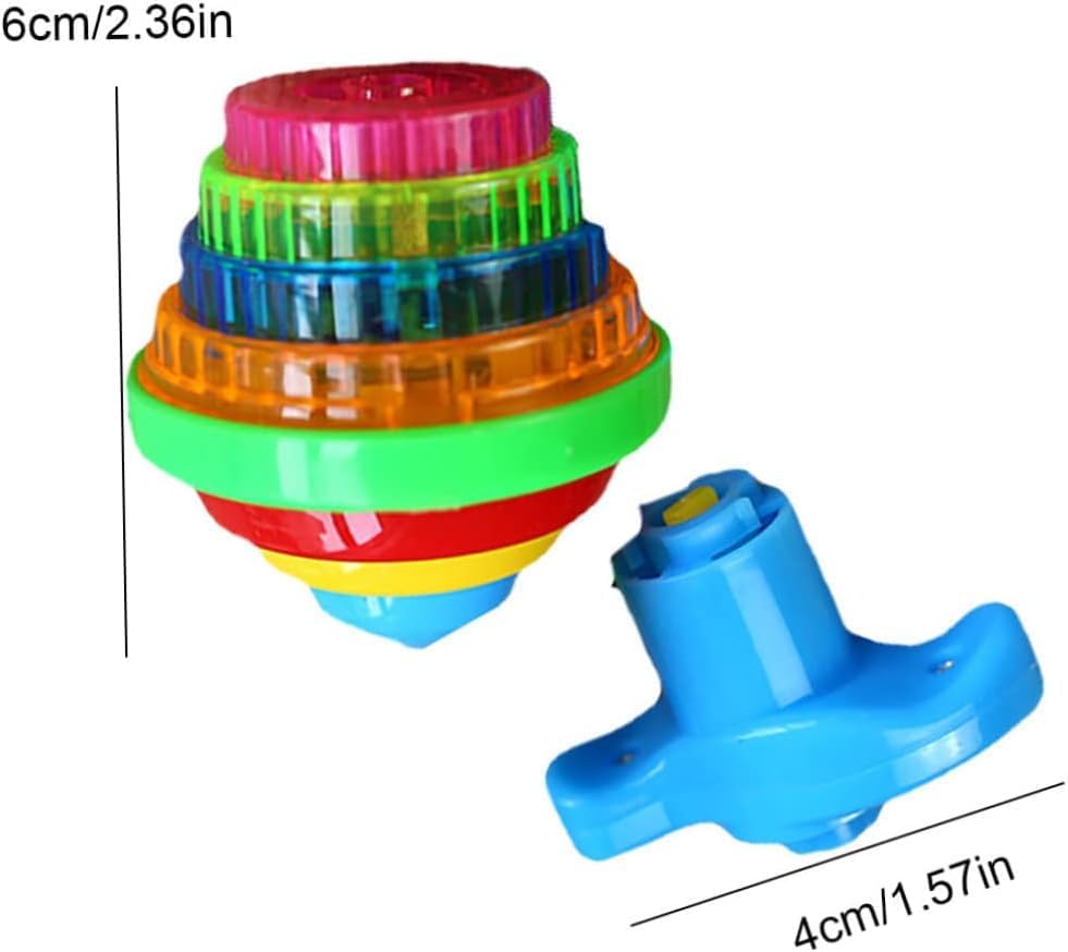 1PC Flashing Colorful Spinning Top with Launcher | Kids Hand-Pressed Gyro Toy | Light-Up Interactive Play