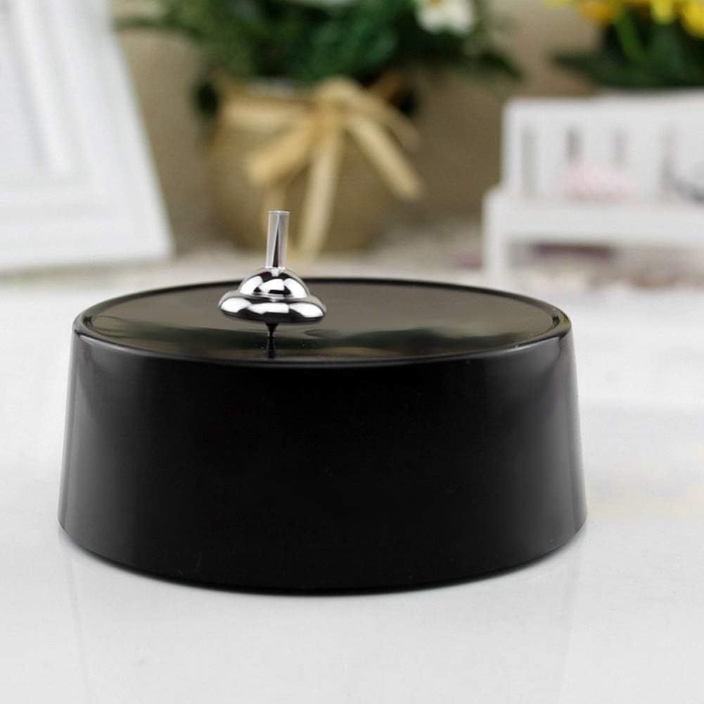 Stainless Steel Spinning Top with Black Base | Magnetic Balance Spinner Display Stand | 3.5in Platform | Focus Toy & Gift