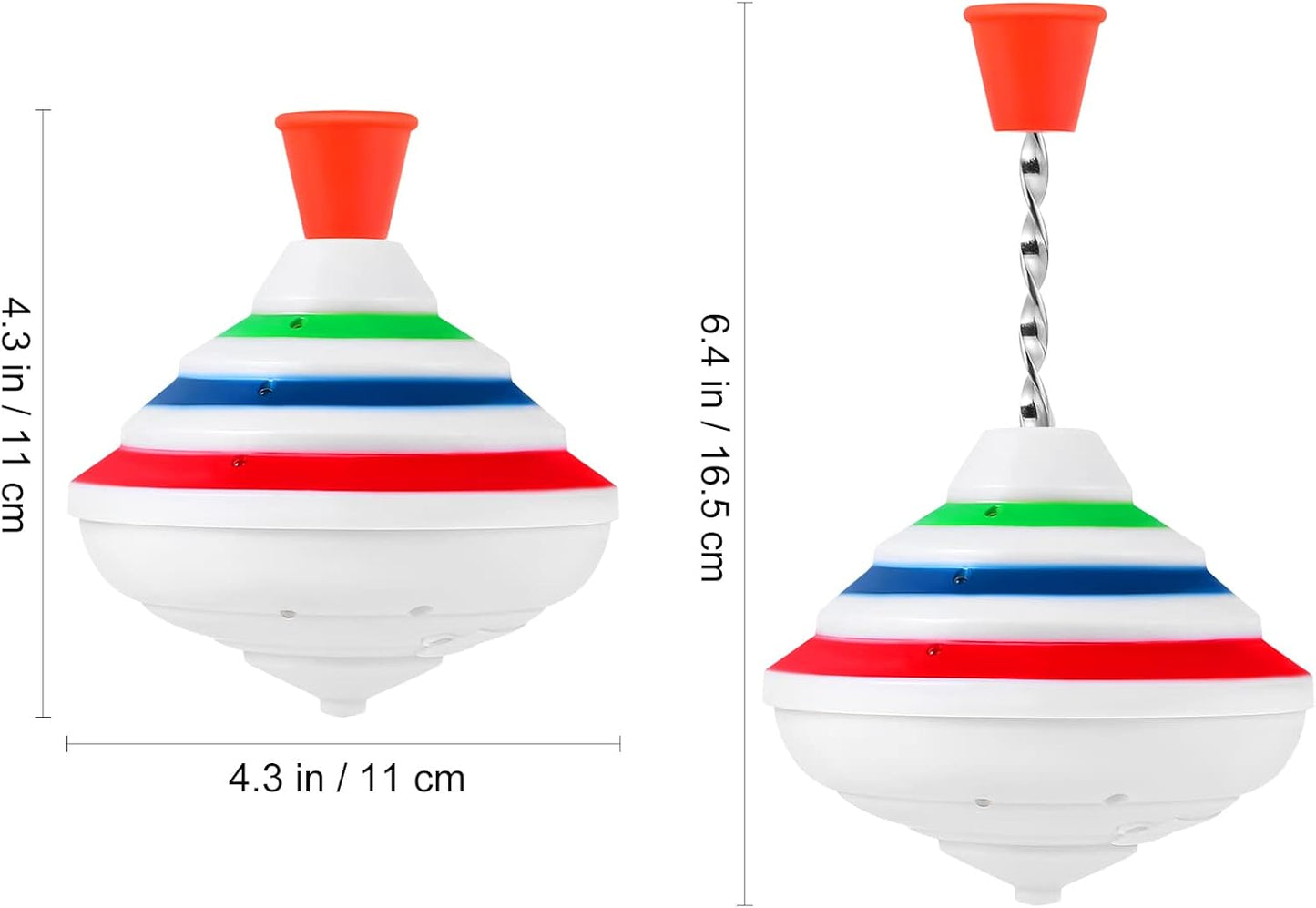 Large Spiral Wind-Up Spinning Top Toy | 11cm Color Stripe Musical Gyroscope | Hand-Push Classic Mechanical Toy for Kids – 1PC
