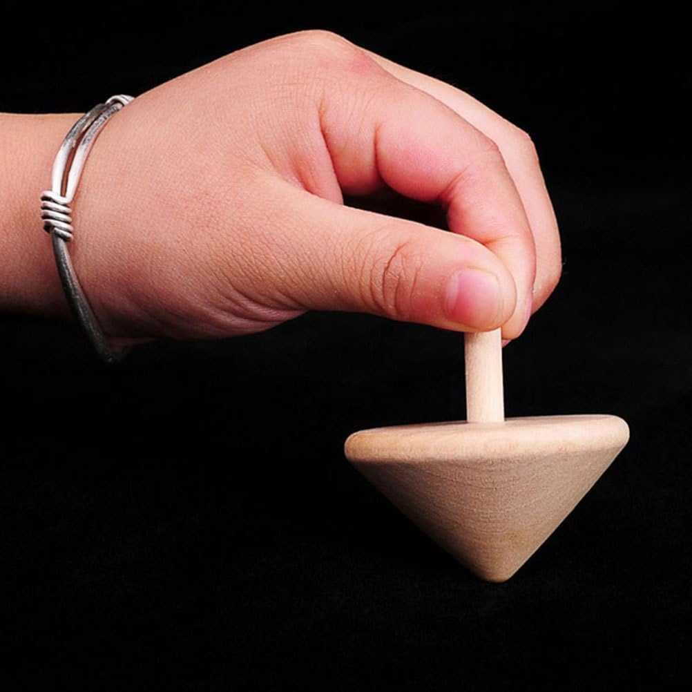 24 Pcs Natural Wooden Spinning Tops | Handcrafted Classic Wood Toys | Montessori Balance Game for Kids | DIY Paintable Tops | Educational Desk Fidget Toy