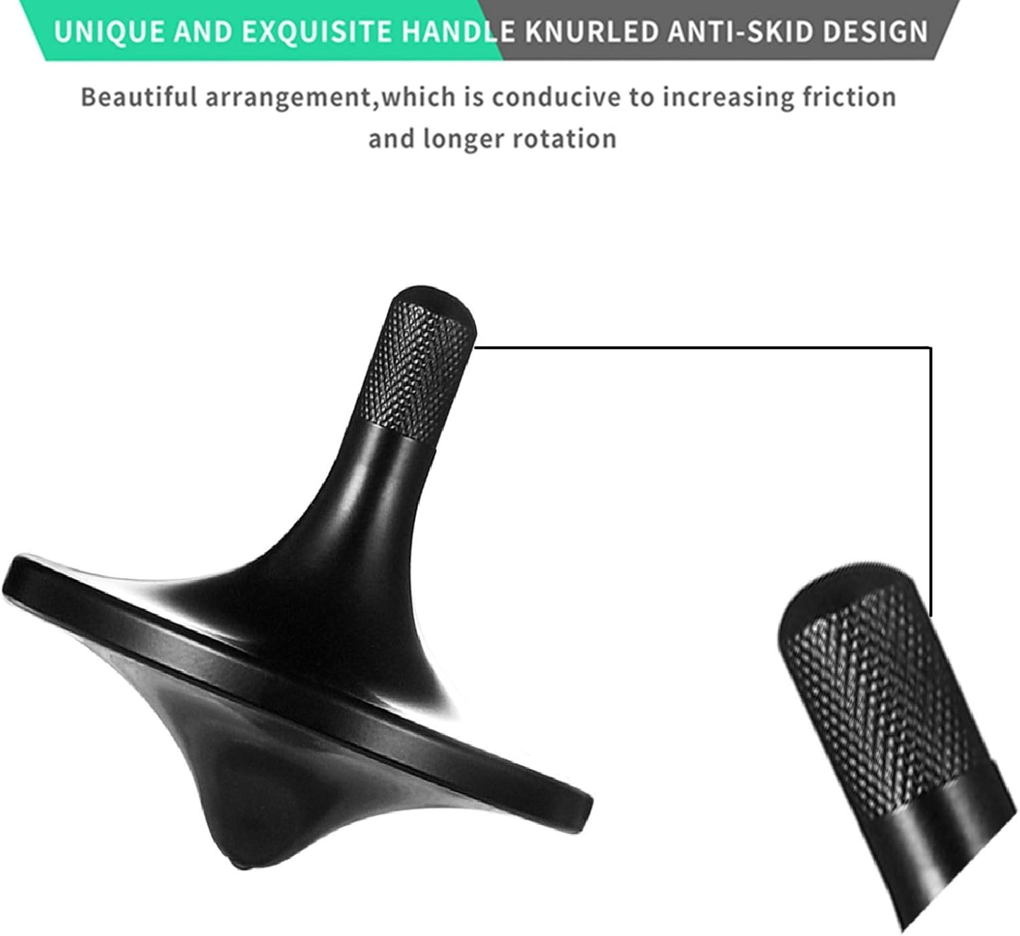 High-Precision Full Metal Desktop Spinning Top | CNC Machined Matte Black Fidget Toy | 43.6g Weighted Balance Spinner for Adults