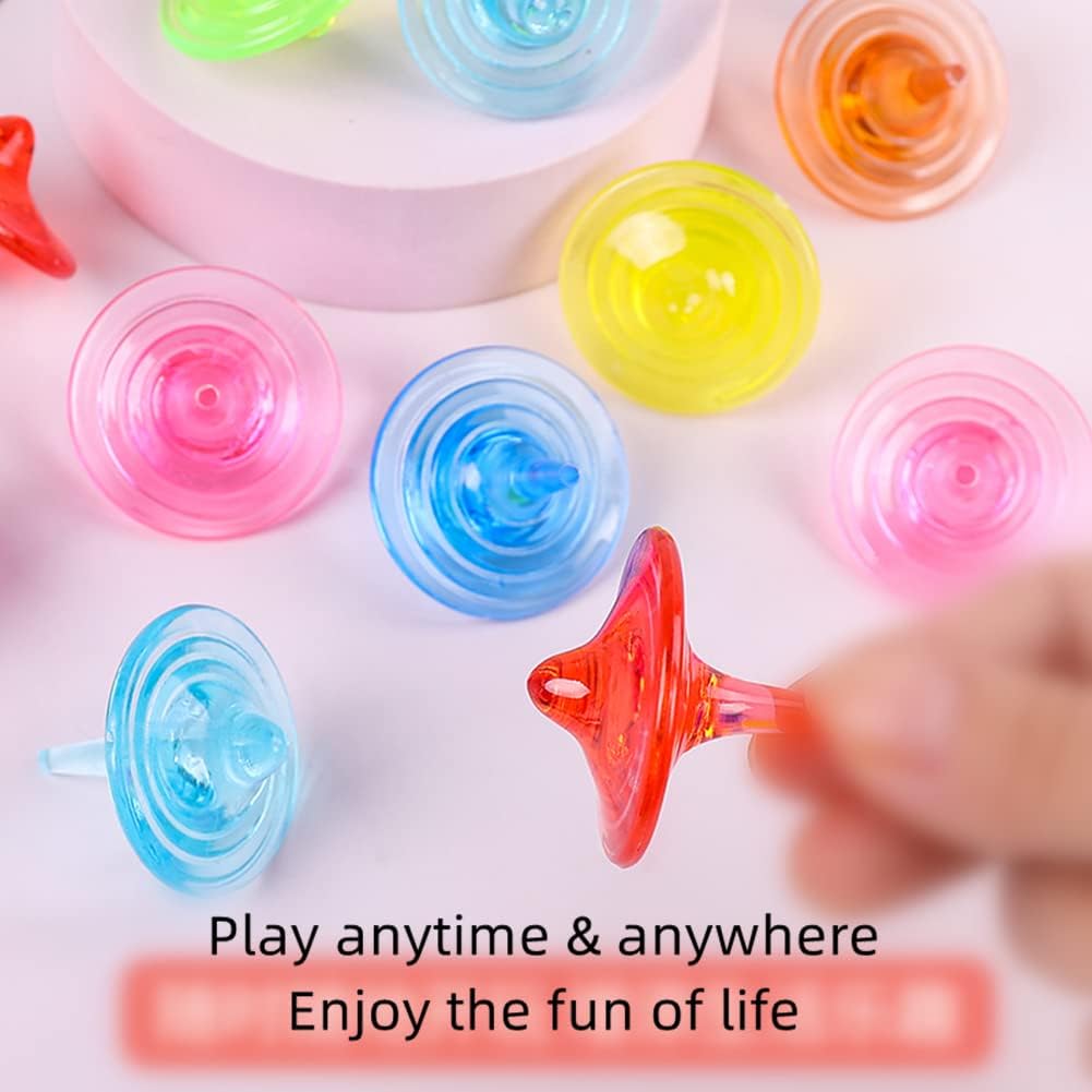 Colorful Transparent Plastic Spinning Tops | 4cm Mini Fidget Toy for Kids