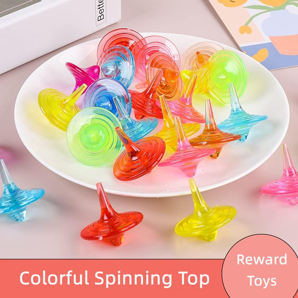 Colorful Transparent Plastic Spinning Tops | 4cm Mini Fidget Toy for Kids