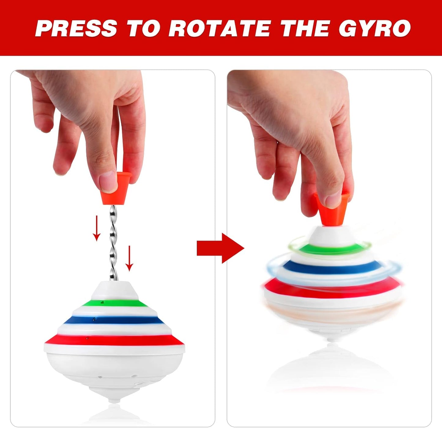 Large Spiral Wind-Up Spinning Top Toy | 11cm Color Stripe Musical Gyroscope | Hand-Push Classic Mechanical Toy for Kids – 1PC