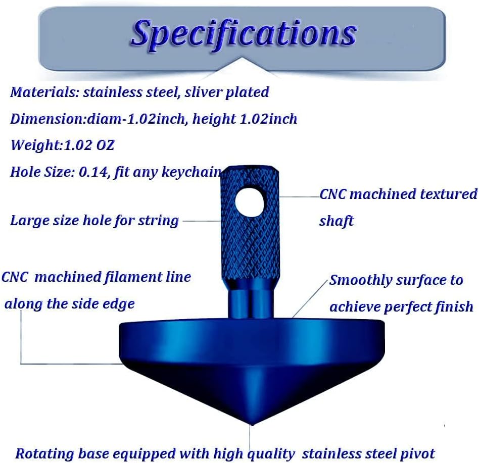 Stainless Steel Mini Spinning Top Keychain | CNC Machined Precision Toy | 1.02in Diameter | Hole for String or Key Ring – 1PC