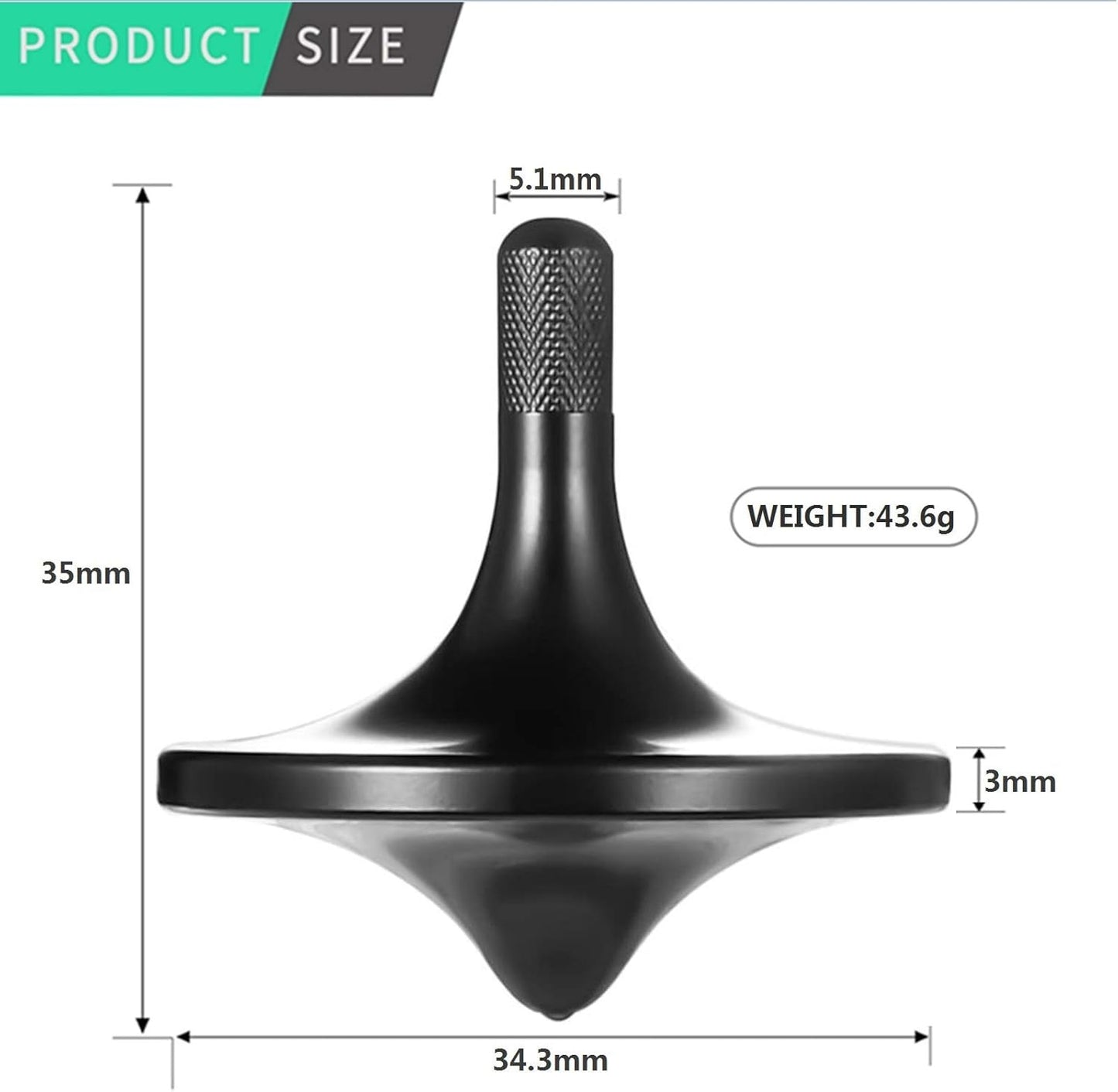 High-Precision Full Metal Desktop Spinning Top | CNC Machined Matte Black Fidget Toy | 43.6g Weighted Balance Spinner for Adults
