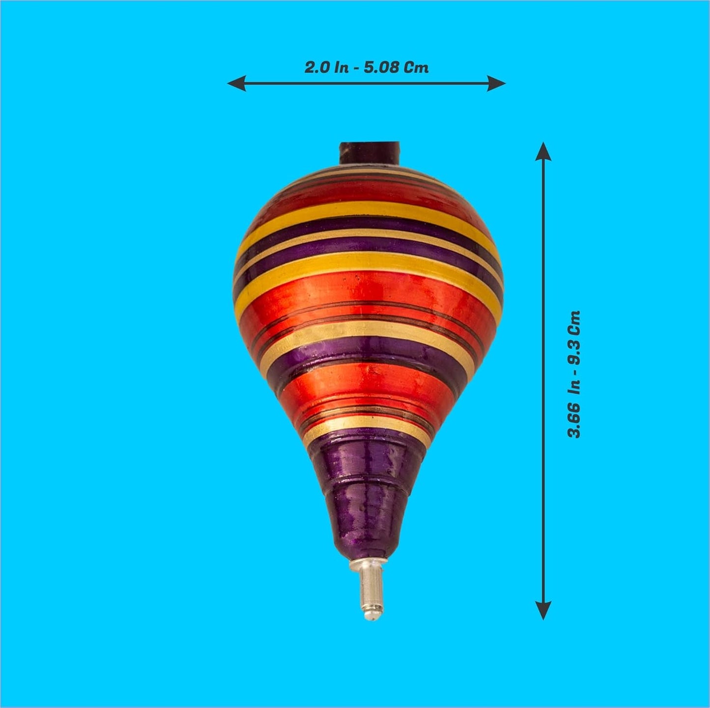 3-Pack Traditional Wooden String-Spin Tops | Hand-Painted Colorful Striped Design | 3.66in Classic Toy for Kids & Adults | Retro Physics Play