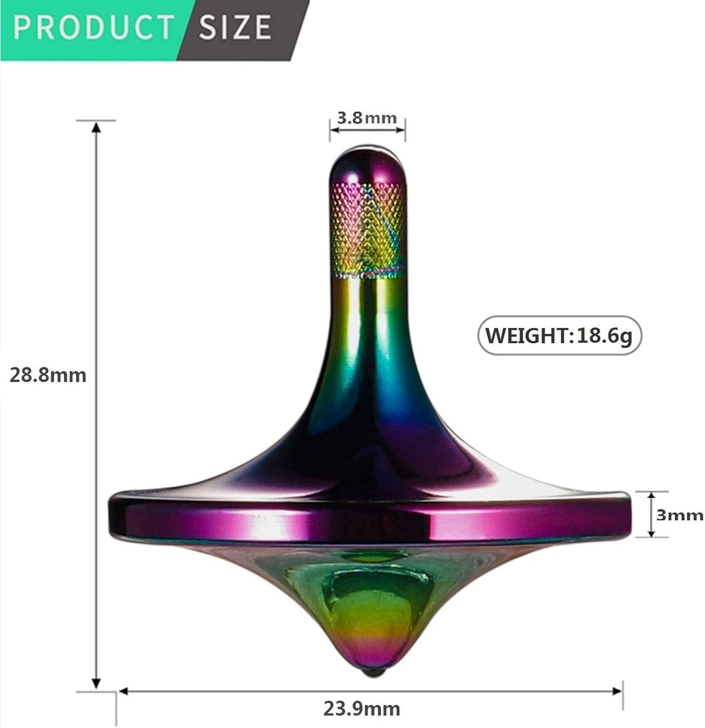 Mini Rainbow Metal Spinning Top | Precision CNC Fidget Spinner | 28.8mm Compact Stress Relief Toy | Colorful Gradient Design