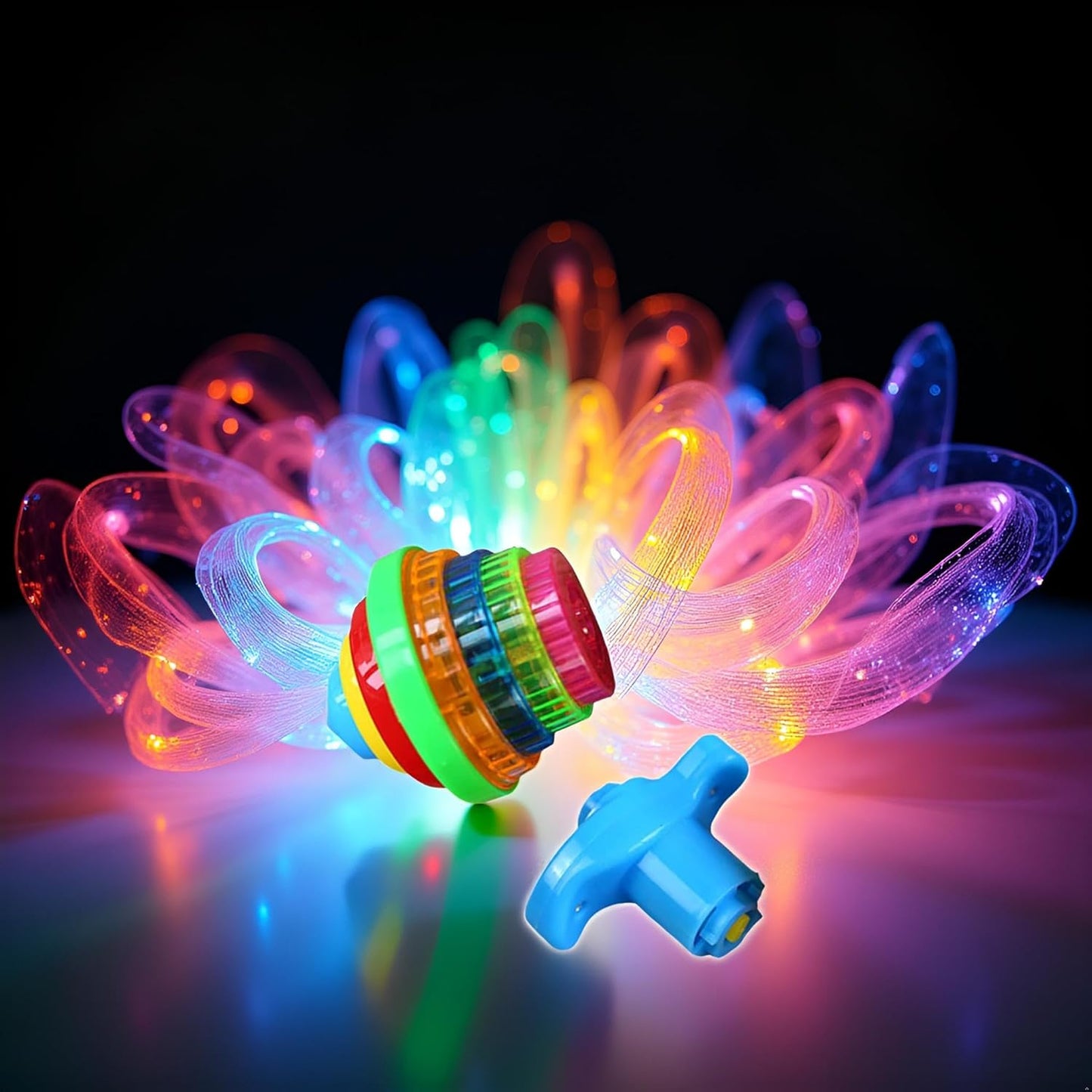 1PC Flashing Colorful Spinning Top with Launcher | Kids Hand-Pressed Gyro Toy | Light-Up Interactive Play