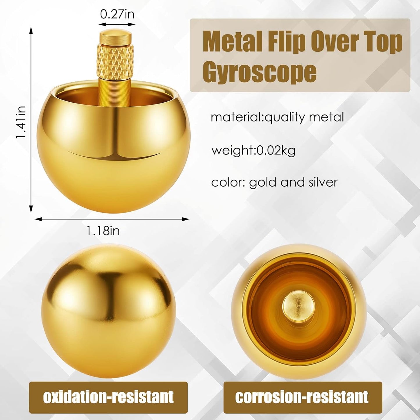 Metal Flip Over Top Gyroscope | Anti-Oxidation Desk Spinner | Fidget Toy for Stress Relief | Gold & Silver Colors Available