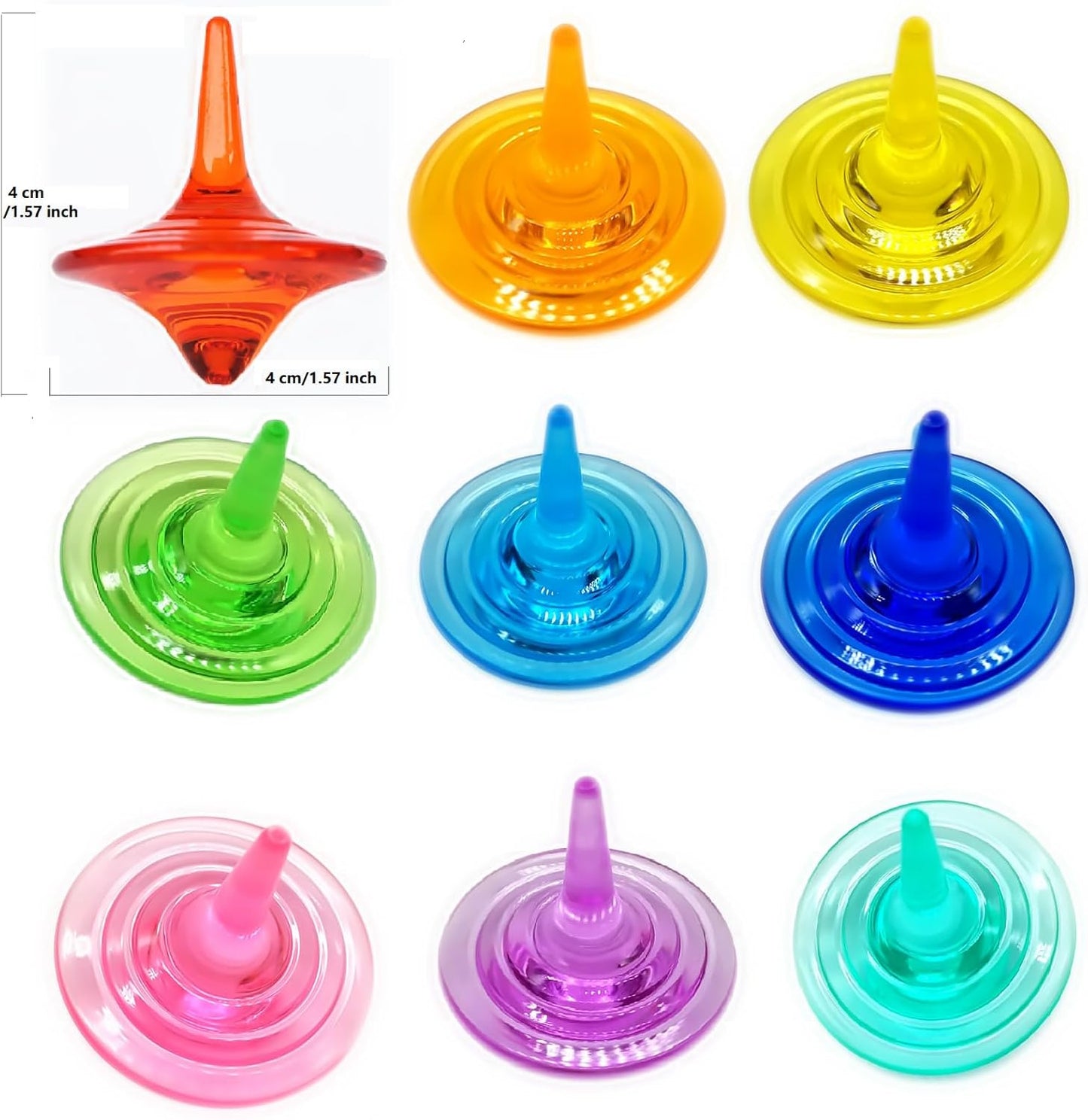 Colorful Transparent Plastic Spinning Tops | 4cm Mini Fidget Toy for Kids