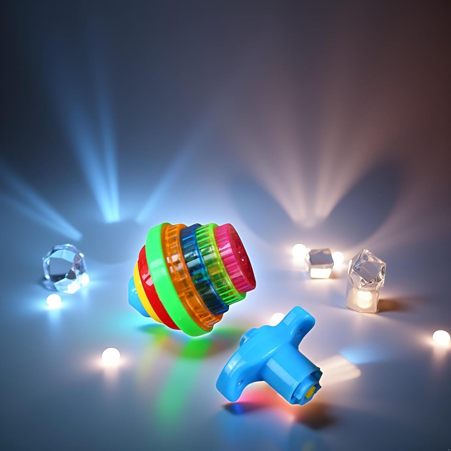 1PC Flashing Colorful Spinning Top with Launcher | Kids Hand-Pressed Gyro Toy | Light-Up Interactive Play