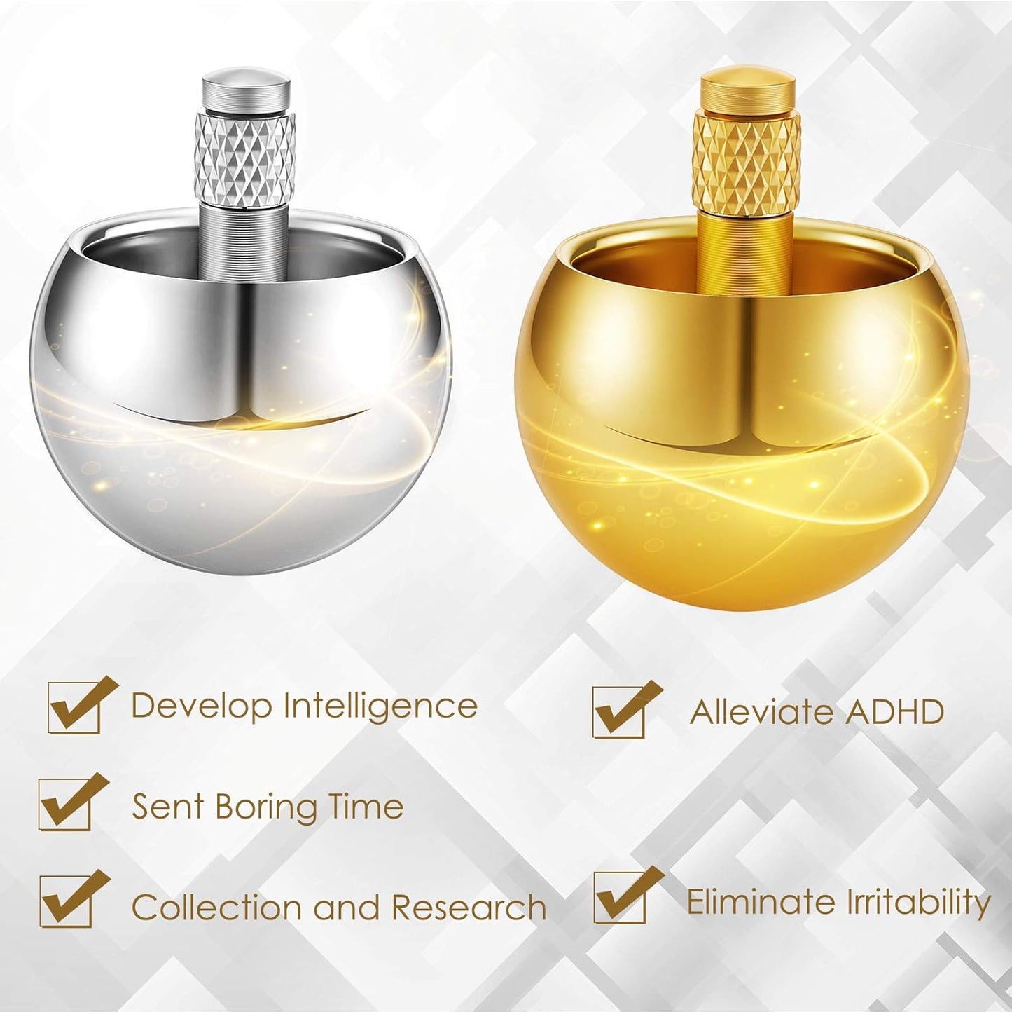 Metal Flip Over Top Gyroscope | Anti-Oxidation Desk Spinner | Fidget Toy for Stress Relief | Gold & Silver Colors Available