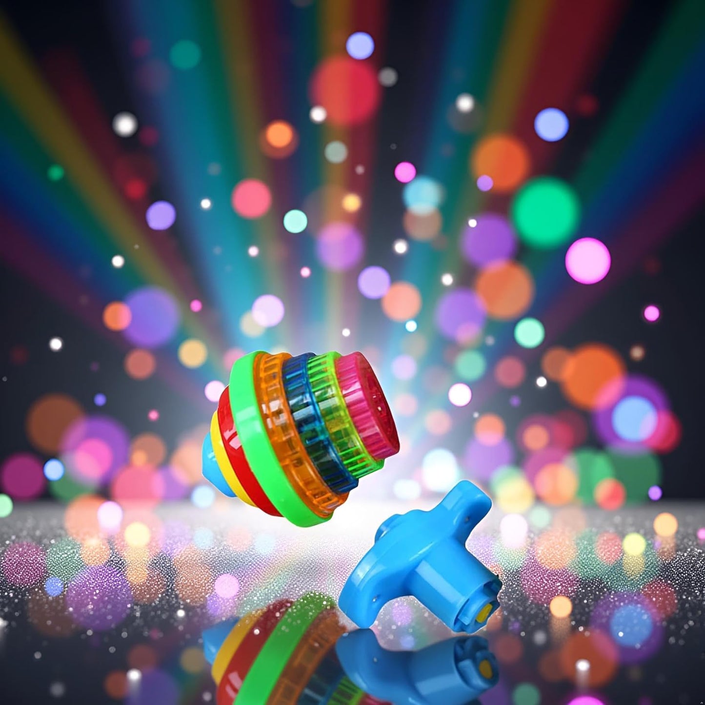 1PC Flashing Colorful Spinning Top with Launcher | Kids Hand-Pressed Gyro Toy | Light-Up Interactive Play