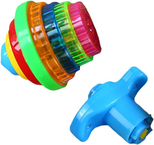 1PC Flashing Colorful Spinning Top with Launcher | Kids Hand-Pressed Gyro Toy | Light-Up Interactive Play