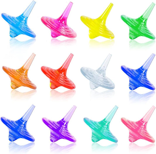 Colorful Transparent Plastic Spinning Tops | 4cm Mini Fidget Toy for Kids